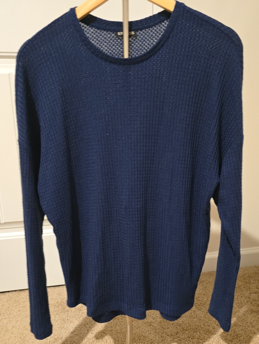 Express Women's Navy Crewneck Waffle Knit